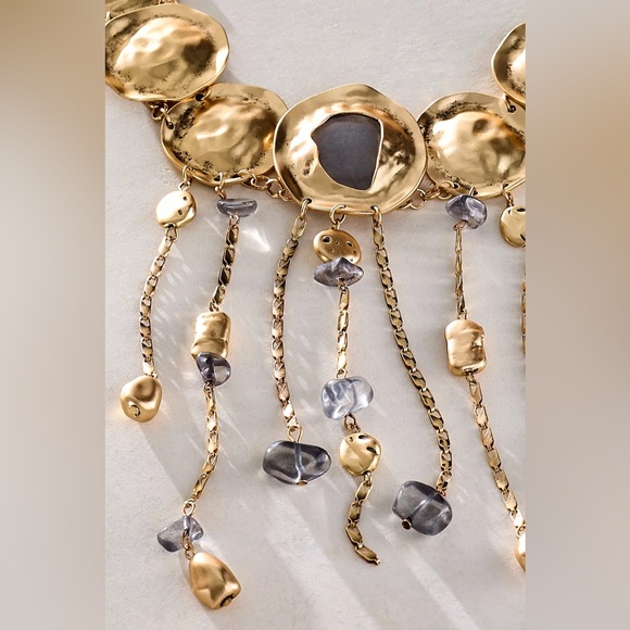 125. FREE PEOPLE Speak Up Statement Layer Necklace In Gold NWT $68 - Picture 3 of 5